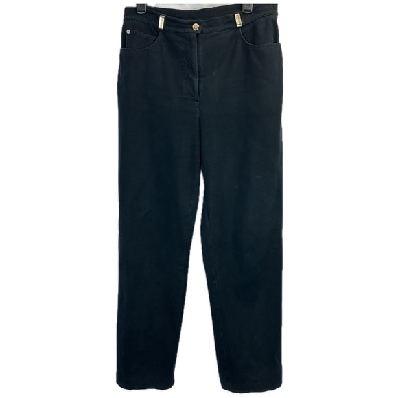 St. John Sport by Marie Gray Luxurious Stretch Black Pants with Gold Acc… - Picture 1 of 12